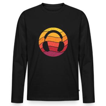 Headphones Retro Style Vintage - Men's Premium Organic Long Sleeve Shirt - black - Front - Nico (187cm)