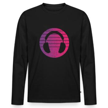 Headphones Retro Style Vintage - Men's Premium Organic Long Sleeve Shirt - black - Front - Nico (187cm)