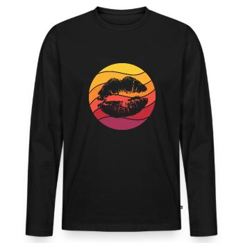 Lèvres Retro Style Vintage - T-shirt manches longues Premium bio Homme - noir - Devant - Nico (187cm)