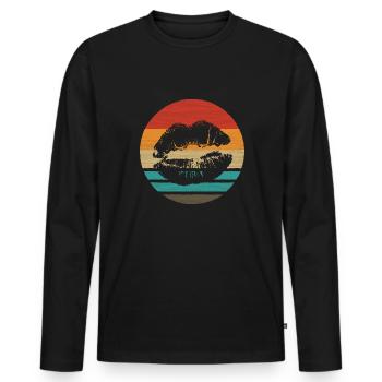 Lèvres Retro Style Vintage - T-shirt manches longues Premium bio Homme - noir - Devant - Nico (187cm)