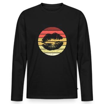 Lèvres Retro Style Vintage - T-shirt manches longues Premium bio Homme - noir - Devant - Nico (187cm)
