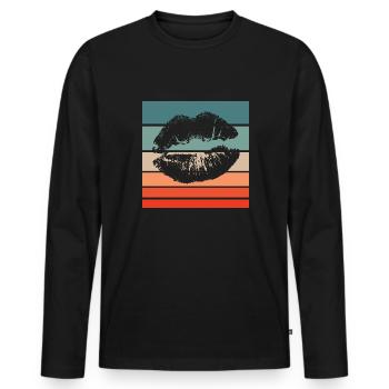 Lèvres Retro Style Vintage - T-shirt manches longues Premium bio Homme - noir - Devant - Nico (187cm)