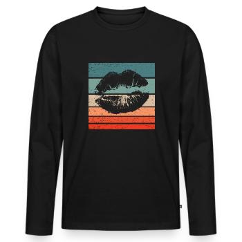 Lèvres Retro Style Vintage - T-shirt manches longues Premium bio Homme - noir - Devant - Nico (187cm)
