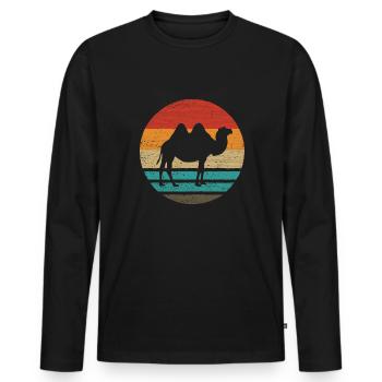 Kamel Retro Style Vintage - Männer Premium Bio Langarmshirt - Schwarz - Vorne - Nico (187cm)