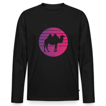 Camel Retro Style Vintage - Men's Premium Organic Long Sleeve Shirt - black - Front - Nico (187cm)