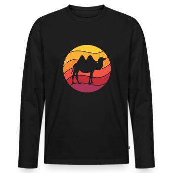 Camel Retro Style Vintage - Men's Premium Organic Long Sleeve Shirt - black - Front - Nico (187cm)