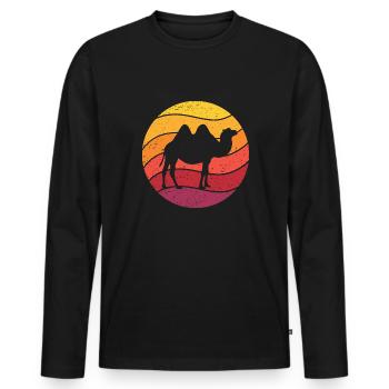 Camel Retro Style Vintage - Men's Premium Organic Long Sleeve Shirt - black - Front - Nico (187cm)