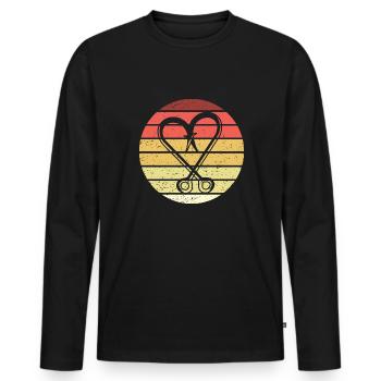 Crochet de pêche Retro Style Vintage - T-shirt manches longues Premium bio Homme - noir - Devant - Nico (187cm)