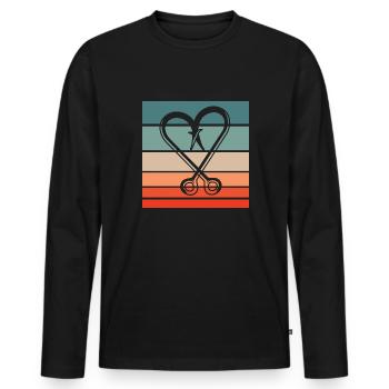 Crochet de pêche Retro Style Vintage - T-shirt manches longues Premium bio Homme - noir - Devant - Nico (187cm)