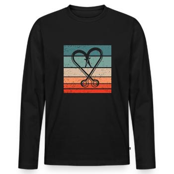 Crochet de pêche Retro Style Vintage - T-shirt manches longues Premium bio Homme - noir - Devant - Nico (187cm)