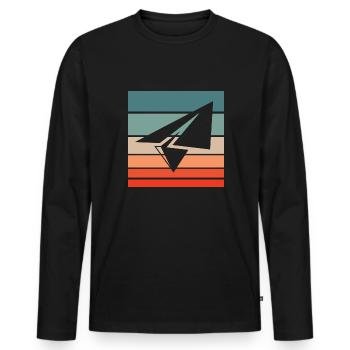 Paper Plane Retro Style Vintage - T-shirt manches longues Premium bio Homme - noir - Devant - Nico (187cm)