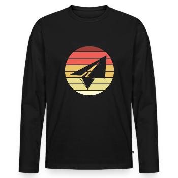 Paper Plane Retro Style Vintage - T-shirt manches longues Premium bio Homme - noir - Devant - Nico (187cm)