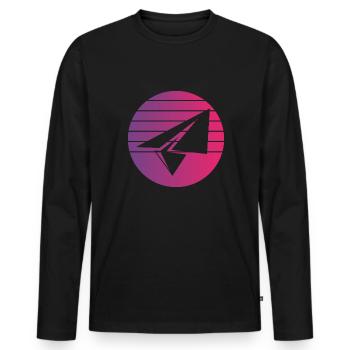 Paper Plane Retro Style Vintage - T-shirt manches longues Premium bio Homme - noir - Devant - Nico (187cm)