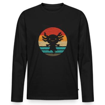 Axolotl Retro Style Vintage - T-shirt manches longues Premium bio Homme - noir - Devant - Nico (187cm)