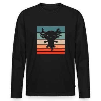 Axolotl Retro Style Vintage - T-shirt manches longues Premium bio Homme - noir - Devant - Nico (187cm)