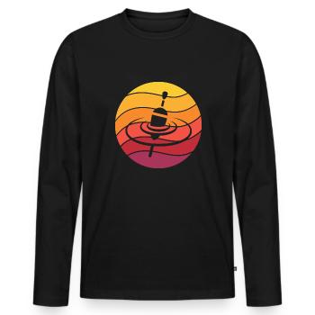 Pose Pêche Nageur Rétro Style Vintage - T-shirt manches longues Premium bio Homme - noir - Devant - Nico (187cm)