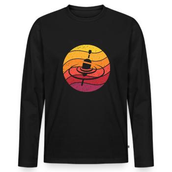 Pose Pêche Nageur Rétro Style Vintage - T-shirt manches longues Premium bio Homme - noir - Devant - Nico (187cm)