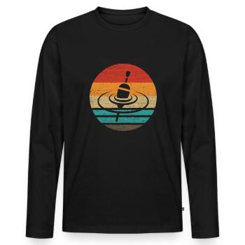 Pose Pêche Nageur Rétro Style Vintage - T-shirt manches longues Premium bio Homme - noir - Devant - Nico (187cm)