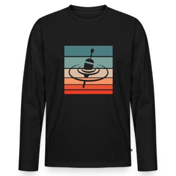 Pose Pêche Nageur Rétro Style Vintage - T-shirt manches longues Premium bio Homme - noir - Devant - Nico (187cm)