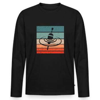 Pose Pêche Nageur Rétro Style Vintage - T-shirt manches longues Premium bio Homme - noir - Devant - Nico (187cm)