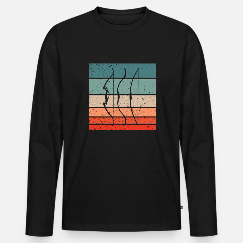 Bogenschießen Retro Style Vintage - Männer Premium Bio Langarmshirt - Schwarz