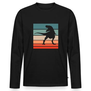 Dinosaure Rétro Style Vintage - T-shirt manches longues Premium bio Homme - noir - Devant - Nico (187cm)