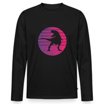 Dinosaure Rétro Style Vintage - T-shirt manches longues Premium bio Homme - noir - Devant - Nico (187cm)