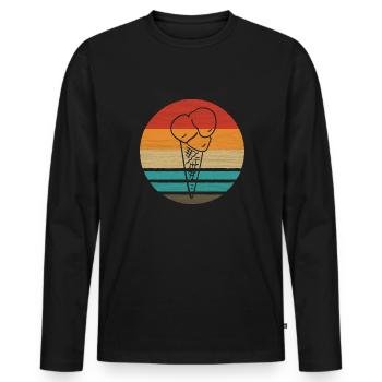 Eistüte Retro Style Vintage - Männer Premium Bio Langarmshirt - Schwarz - Vorne - Nico (187cm)