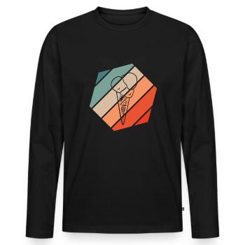 Eistüte Retro Style Vintage - Männer Premium Bio Langarmshirt - Schwarz - Vorne - Nico (187cm)