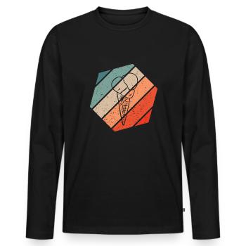 Eistüte Retro Style Vintage - Männer Premium Bio Langarmshirt - Schwarz - Vorne - Nico (187cm)