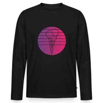 Eistüte Retro Style Vintage - Männer Premium Bio Langarmshirt - Schwarz - Vorne - Nico (187cm)