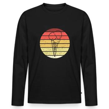 Eistüte Retro Style Vintage - Männer Premium Bio Langarmshirt - Schwarz - Vorne - Nico (187cm)