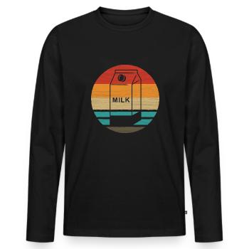 Milchkarton Retro Style Vintage - Männer Premium Bio Langarmshirt - Schwarz - Vorne - Nico (187cm)