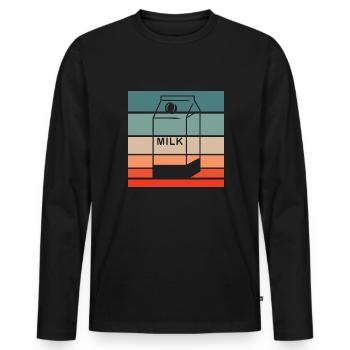 Milchkarton Retro Style Vintage - Männer Premium Bio Langarmshirt - Schwarz - Vorne - Nico (187cm)