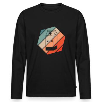 Milchkarton Retro Style Vintage - Männer Premium Bio Langarmshirt - Schwarz - Vorne - Nico (187cm)