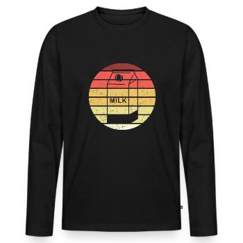 Milchkarton Retro Style Vintage - Männer Premium Bio Langarmshirt - Schwarz - Vorne - Nico (187cm)