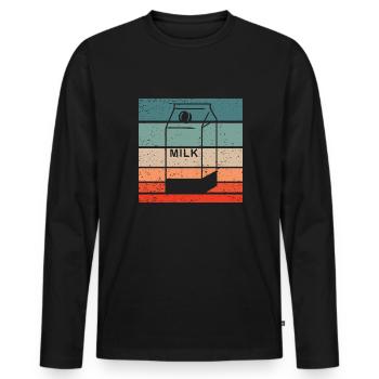 Milchkarton Retro Style Vintage - Männer Premium Bio Langarmshirt - Schwarz - Vorne - Nico (187cm)