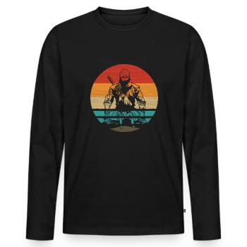 Ninja Retro Style Vintage - Männer Premium Bio Langarmshirt - Schwarz - Vorne - Nico (187cm)