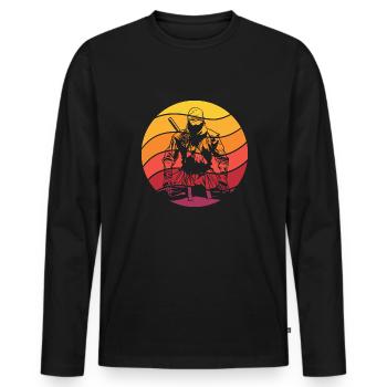 Ninja Retro Style Vintage - T-shirt manches longues Premium bio Homme - noir - Devant - Nico (187cm)