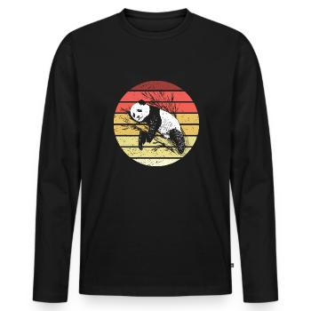 Panda Retro Style Vintage - T-shirt manches longues Premium bio Homme - noir - Devant - Nico (187cm)