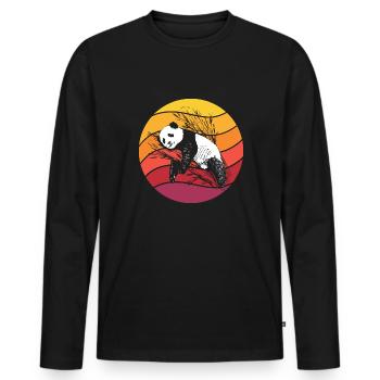 Panda Retro Style Vintage - Men's Premium Organic Long Sleeve Shirt - black - Front - Nico (187cm)