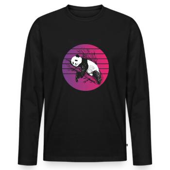 Panda Retro Style Vintage - T-shirt manches longues Premium bio Homme - noir - Devant - Nico (187cm)