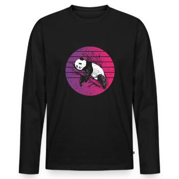 Panda Retro Style Vintage - T-shirt manches longues Premium bio Homme - noir - Devant - Nico (187cm)