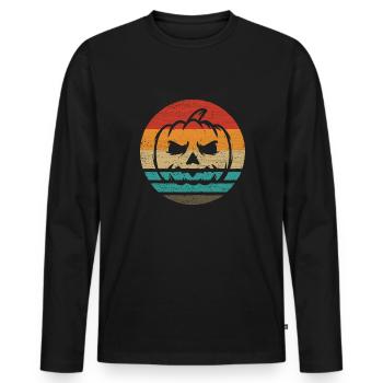 Citrouille Rétro Style Vintage - T-shirt manches longues Premium bio Homme - noir - Devant - Nico (187cm)