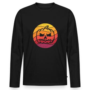 Citrouille Rétro Style Vintage - T-shirt manches longues Premium bio Homme - noir - Devant - Nico (187cm)