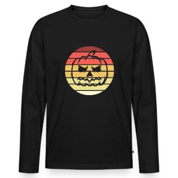 Citrouille Rétro Style Vintage - T-shirt manches longues Premium bio Homme - noir - Devant - Nico (187cm)