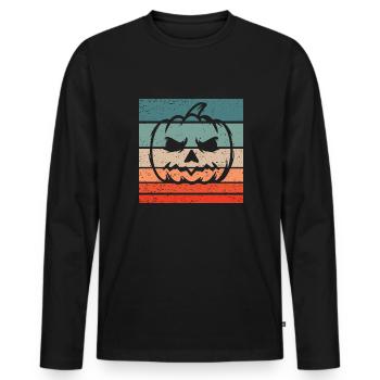 Citrouille Rétro Style Vintage - T-shirt manches longues Premium bio Homme - noir - Devant - Nico (187cm)