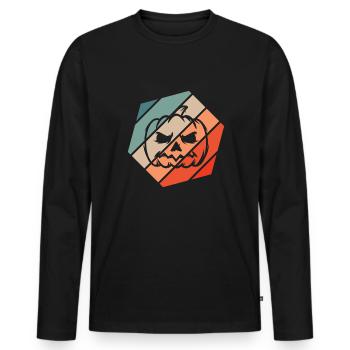 Citrouille Rétro Style Vintage - T-shirt manches longues Premium bio Homme - noir - Devant - Nico (187cm)