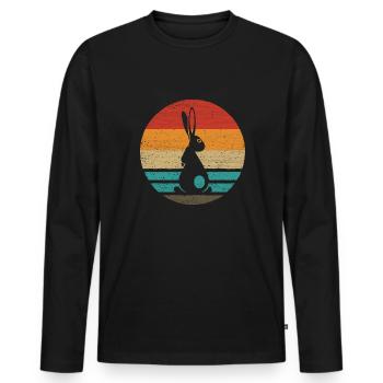 Lapin Rétro Style Vintage - T-shirt manches longues Premium bio Homme - noir - Devant - Nico (187cm)