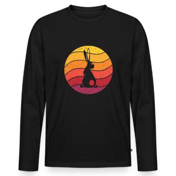 Lapin Rétro Style Vintage - T-shirt manches longues Premium bio Homme - noir - Devant - Nico (187cm)